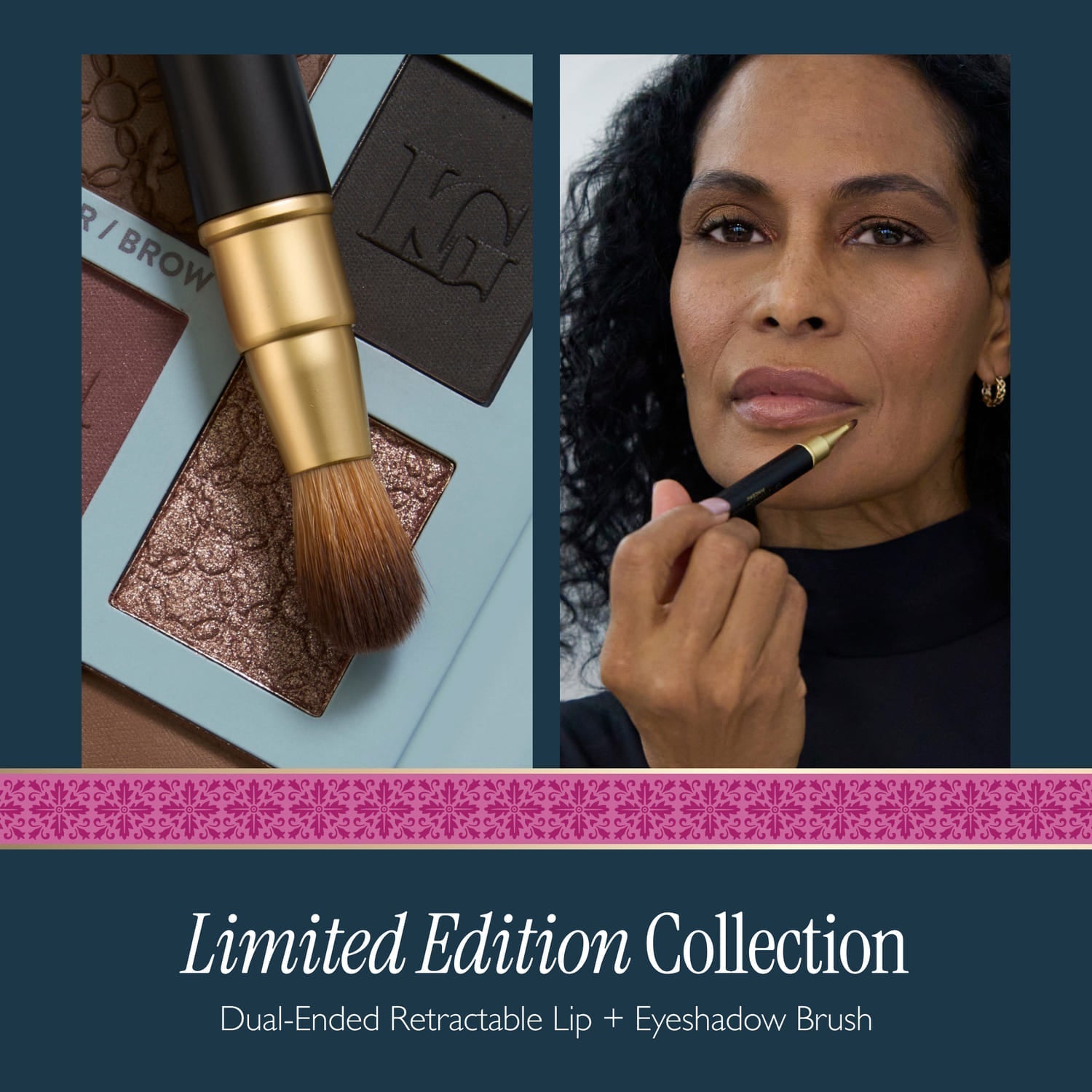 Dual-Ended Retractable Lip + Eyeshadow Brush